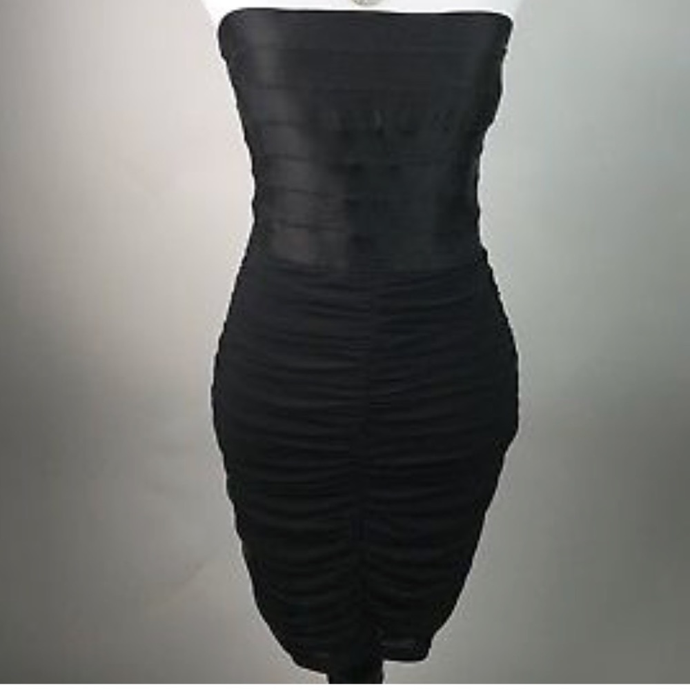 Bebe Black Bandage Strapless Cocktail Dress S